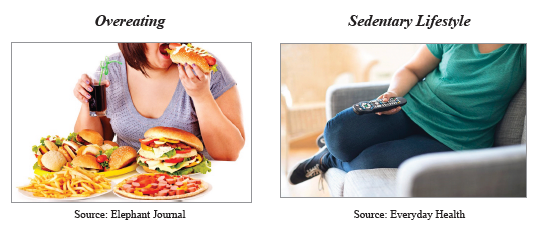Source comparison of overeating and a sedentary lifestyle